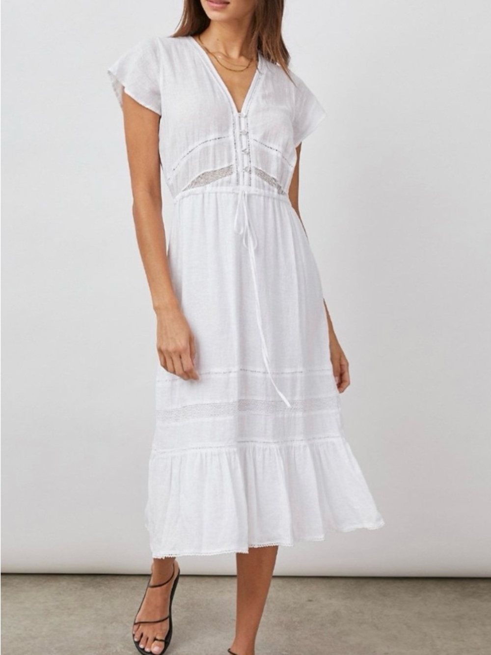 Rails White Midi Dress with Lace Insets